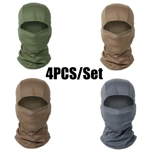 4PCS Solid Color Motorcycle Head Cover, Outdoor Dust and Sun Protection Riding Face Mask Full Balaclava Ski Balaclava