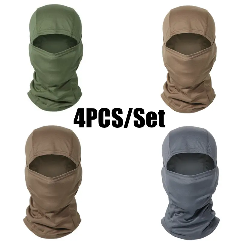 4PCS Solid Color Motorcycle Head Cover, Outdoor Dust and Sun Protection Riding Face Mask Full Balaclava Ski Balaclava