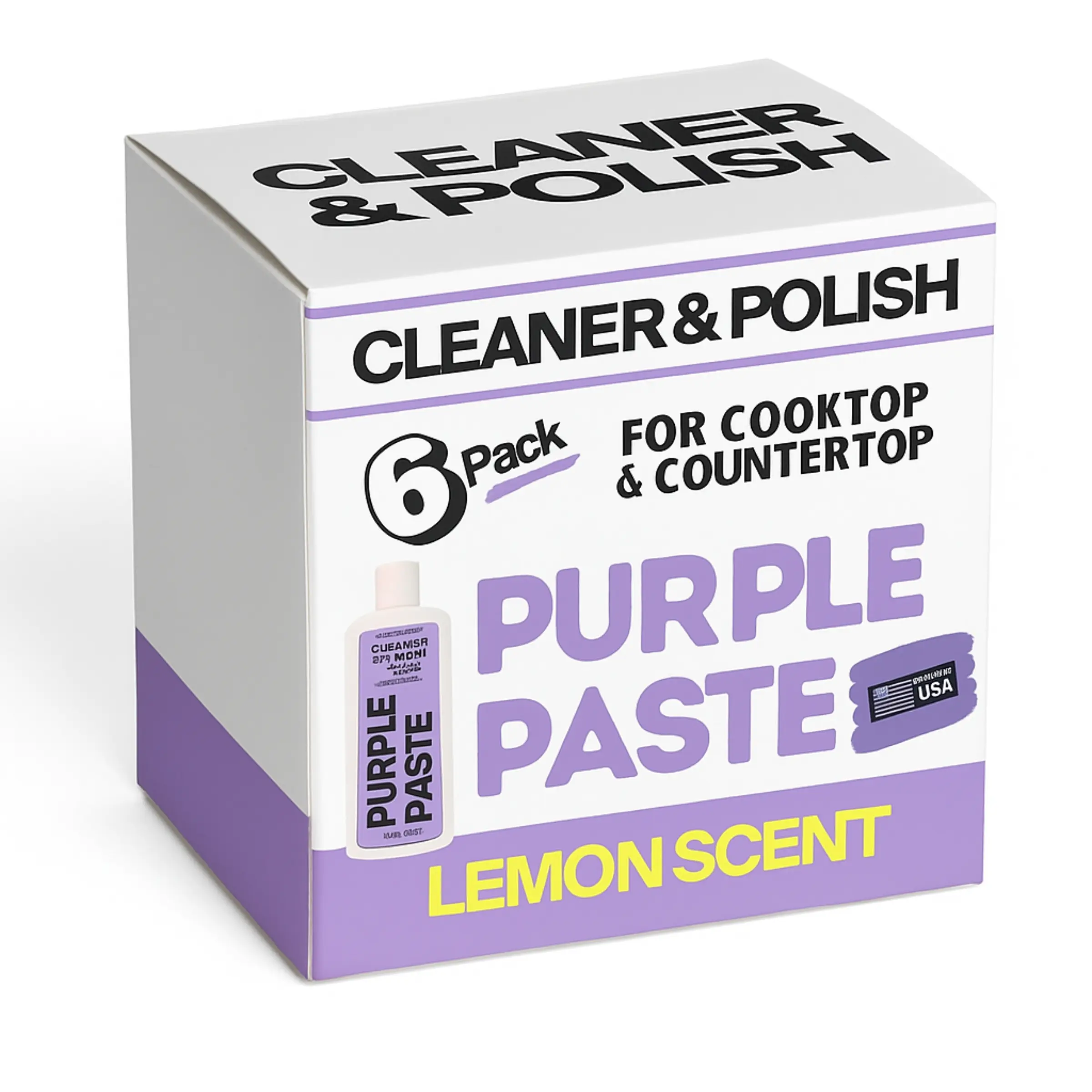 PURPLE PASTE (6PK) Lavender Multi-Use Cleaner & Polish Solution for Cooktop Countertop Dining Table 8 FL OZ 236 ML Easy Application Liquid