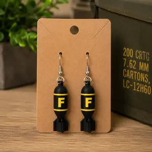 F Bomb Earrings | Funny Adult Humor Earrings | Crass Statement Dangles | Novelty Bomb Earrings | Sarcastic Gift for Her | Offensive Jewelry