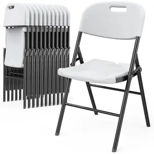 Outvita 4/6/10 Pack Heavy-Duty Foldable Chairs HDPE Plastic Seats with Steel Frame for Indoor Outdoor Dining Parties Weddings Schools 350lbs Capacity
