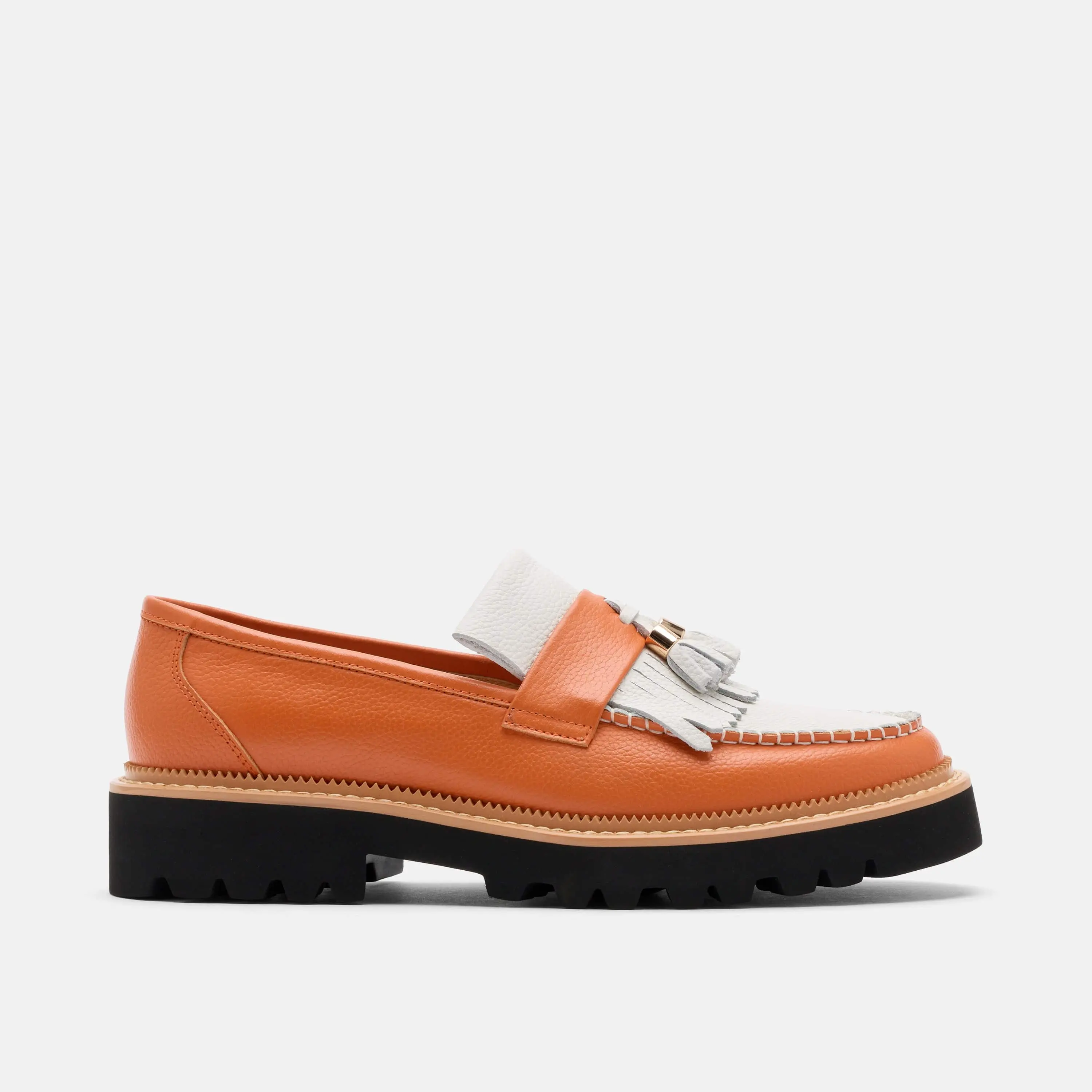 Journey Orange/White Leather Lug Tassel Loafer Journey Orange/White Leather Lug Tassel Loafer