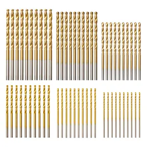 Titanium Drill Bit Set (60 pcs), Premium 4341 HSS Micro Drill Bits for Wood, Metal, Steel, Plastic, Aluminum Alloy, 3/64"-1/8"
