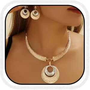 Yean African Choker Jewelry Set Gold Chunky Necklace & Earring Set for Women Wedding Bridal Statement Jewelry