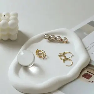 Asymmetrical Cloud-Shaped Jewelry Tray, Plaster Material, Watch Key Ring Holder, Photo Decoration Prop, Birthday Gift