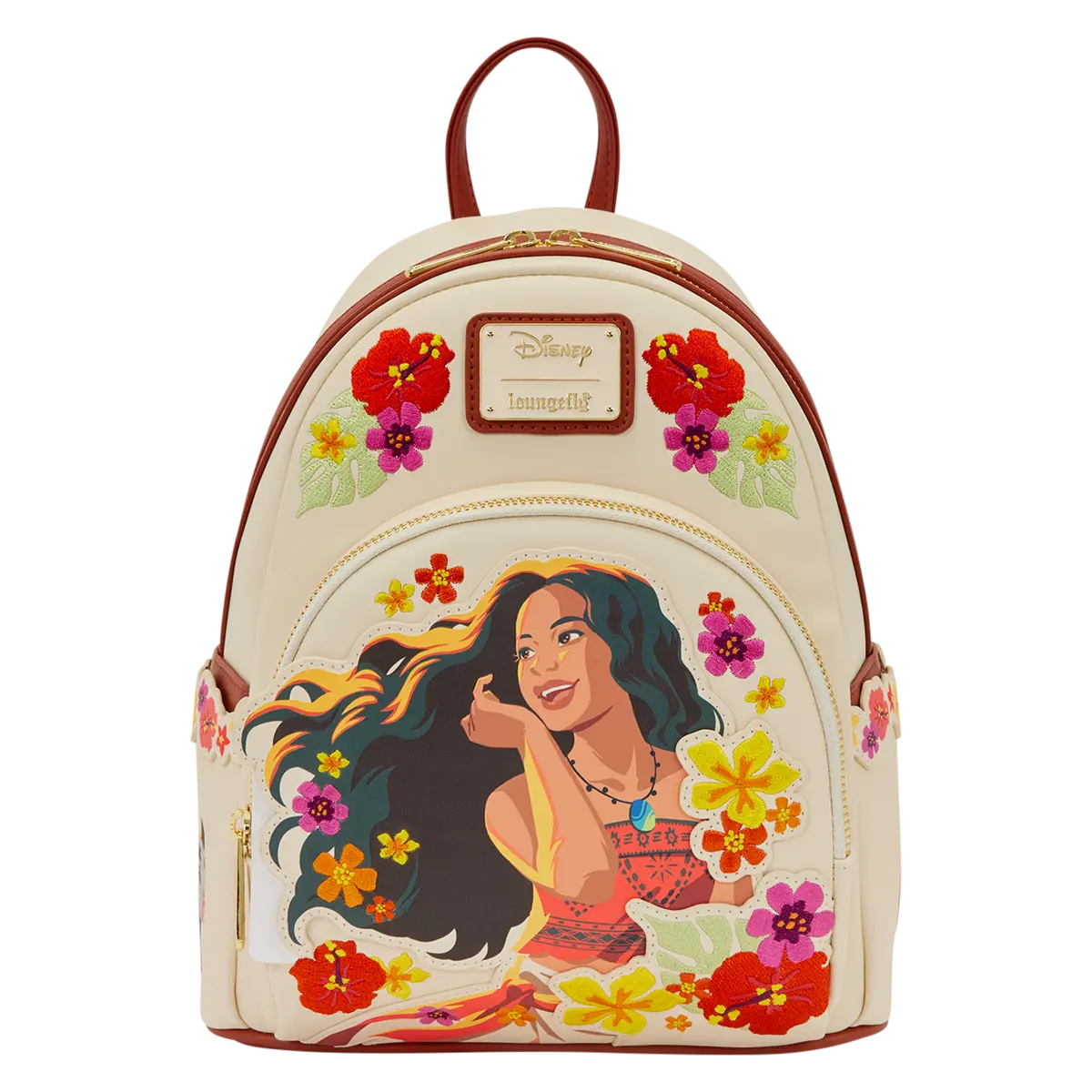 Disney Moana Live Action Mini Backpack, Flowers, Polyurethane, Tropical Flowers, Spacious, One Size