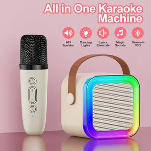 Karaoke Microphone Set - Wireless Bluetooth Speaker with 2 Mics, RGB Light & Easy Pairing, Handheld Singing Machine for Car Road Trips & Parties