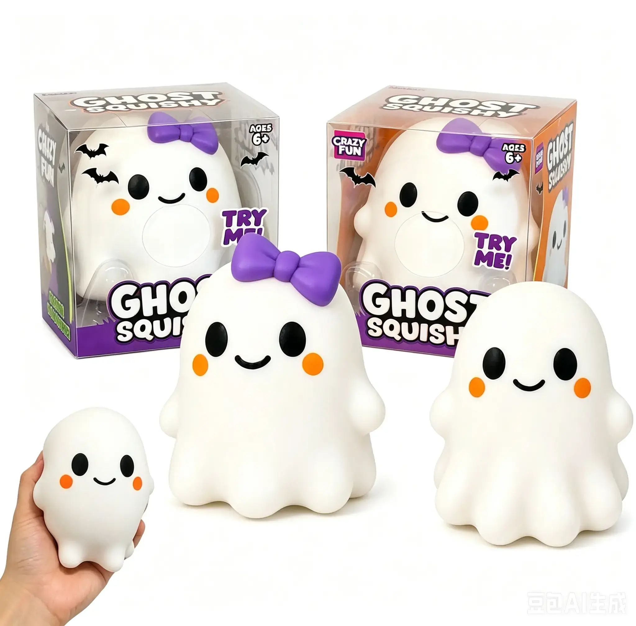 2026 Couple Ghost Squishies - Extra Stress-Relief Squeeze Ball, Safe Durable Non-Toxic Material, Sensory Play Toy for Adults and Children