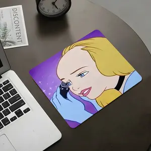 Funny Cartoon Girl Gaming Mouse Pad, Humorous Meme Design, Eye-Catching Desktop Protector, Anti-Slip Lock Edge, Small Size for Laptop & Desk, Desk Accessories