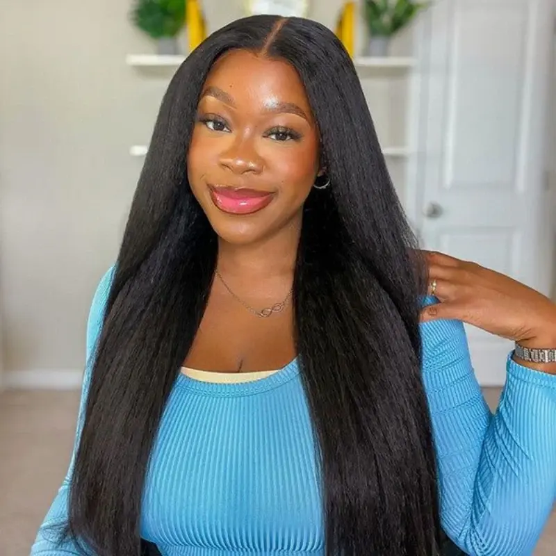 ISEE HAIR 10A Grade Human Virgin Yaki Straight Hair Bundles 1 piece(100±5g) Extensions Double Weft Natural Looking Premium Extensions for