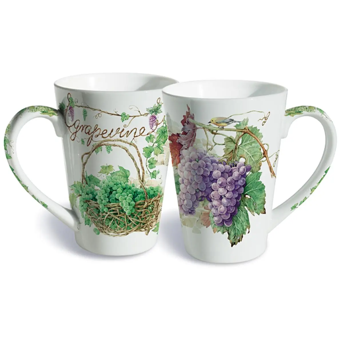Lissom Design 35061 Vineyard Mug, Porcelain Cup for Drinking, Washable Kitchen Drinkware