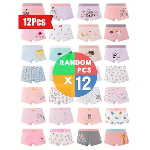 Randomly Selected Girls' Soft Cotton Underwear 12-Piece Set. These Children's Underwear are Breathable and Comfortable. They are Toddler (Especially Girls) Boxer Shorts Comfy Little Briefs