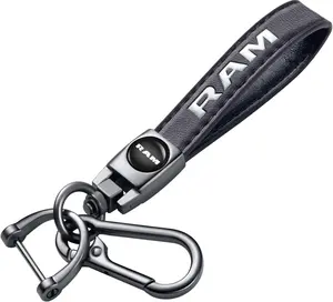 for RAM Leather Keychain – Premium Key Fob Holder for RAM 1500, 2500, 3500, TRX, Rebel, Classic & All RAM Truck Models | 360° Rotating Screw-Free Metal Car Key Strap | Heavy-Duty Genuine Leather Keychain Gift for Men & Women