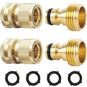 Garden Hose Quick Connector, Solid Brass Connector for 3/4 Inch Garden Hose, Durable and Easy to Use Water Hose Fitting, Garden Hose Metal