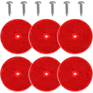12pcs Safety Reflectors Red Round Reflectors 3inch with Stainless Steel Screw Used for Mailboxes,Driveway,Tunnels,Post,Cars,Trailer Reflector