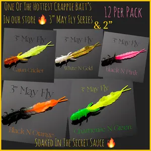 3” May Fly Series 10 Per Pack - One of the hottest crappie & panfish baits in our store. 3” May Fly Series 10 Per Pack - One of the hottest crappie & panfish baits in our store.