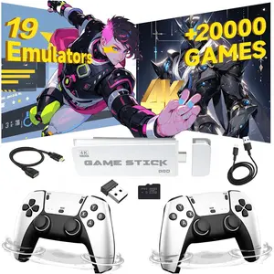Wireless Retro Gaming Console with Dual Controllers, over 20,000 Games & 19 Emulators, 4K HD Output, 64GB Memory, Plug-And-Play TV Gamepad, Game Console Stick