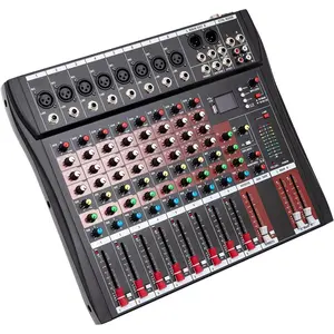 8 Channel Bluetooth Live Audio Mixer Studio Stereo Audio Mixer DJ Sound Mixing Console 8CH Sound Mixer Console Mixing Board for Pros and Beginners 15W Smartphone Black