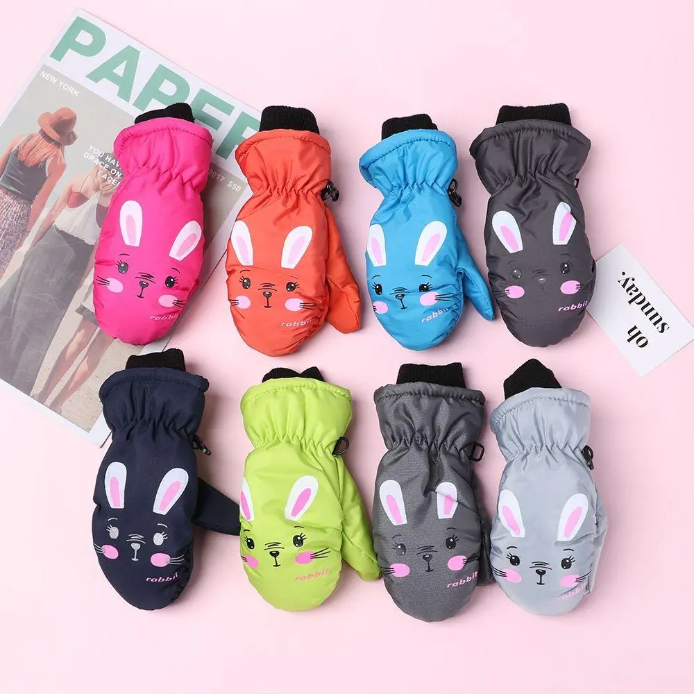 Winter 0-5 Years Old Kids Ski Gloves Cartoon Rabbit Sports Mittens Windproof Waterproof Gloves Thick Warm Gloves For Boys Girls
