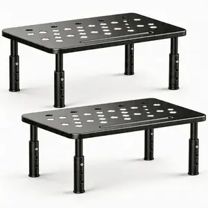 2-Pack Metal Adjustable Monitor Stand Riser - 3 Height Settings, Multi-Functional Desk Organizer for Laptops, Printers