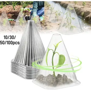 Gardening Greenhouse Plant Covers Transparent Garden Cloches for Plants, 2025 Upgraded Reusable Bell Plant Cover Plastic Small Plant Seedling Protector Bell Jar Cloches