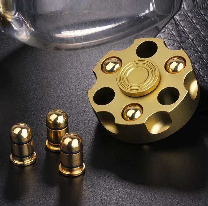 Lightyear24 Authentic Revolver Look Brass Alloy Metallic Fidget Spinner - Ultra-Silent Spin Premium EDC Stress Relief Collectible Toy Gift for Collectors