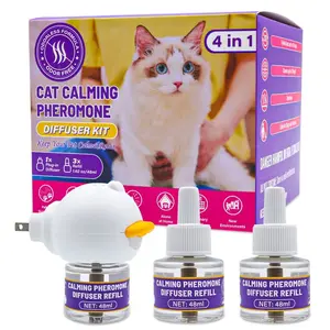 Cat Calm Pheromone Diffuser Set, Plug-In Electric Diffuser with 3 Refills, 90-Day Stress Relief, Reduces Marking, Scratching, Hiding, Odorless, Indoor Use