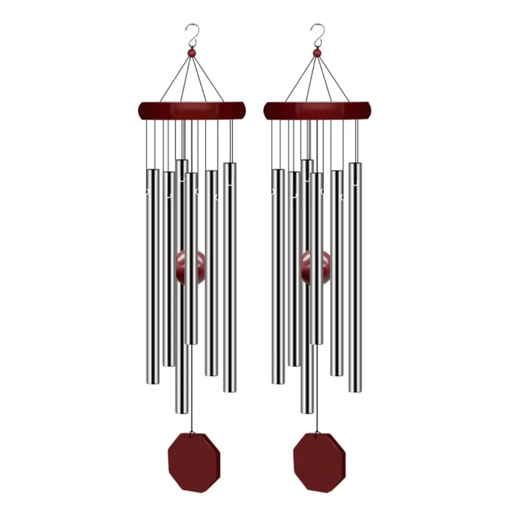 Pack of 2 Memorial Wind Chimes Outdoor Large Deep Tone, Elegant Sympathy Wind-Chime Personalized with 6 Tuned Tubes for Garden Patio Balcony and Home