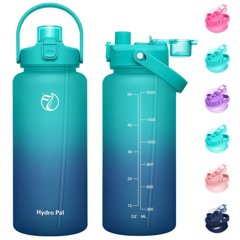 Hydro Pal 64Oz (2200ml) Polypropylene Lightweight Sports Water Bottle, Double Straws, for Daily/Athletic Use, No Warranty, Daily/Sports