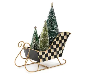 MacKenzie - Childs Check Sleigh with Bottle Brush Trees