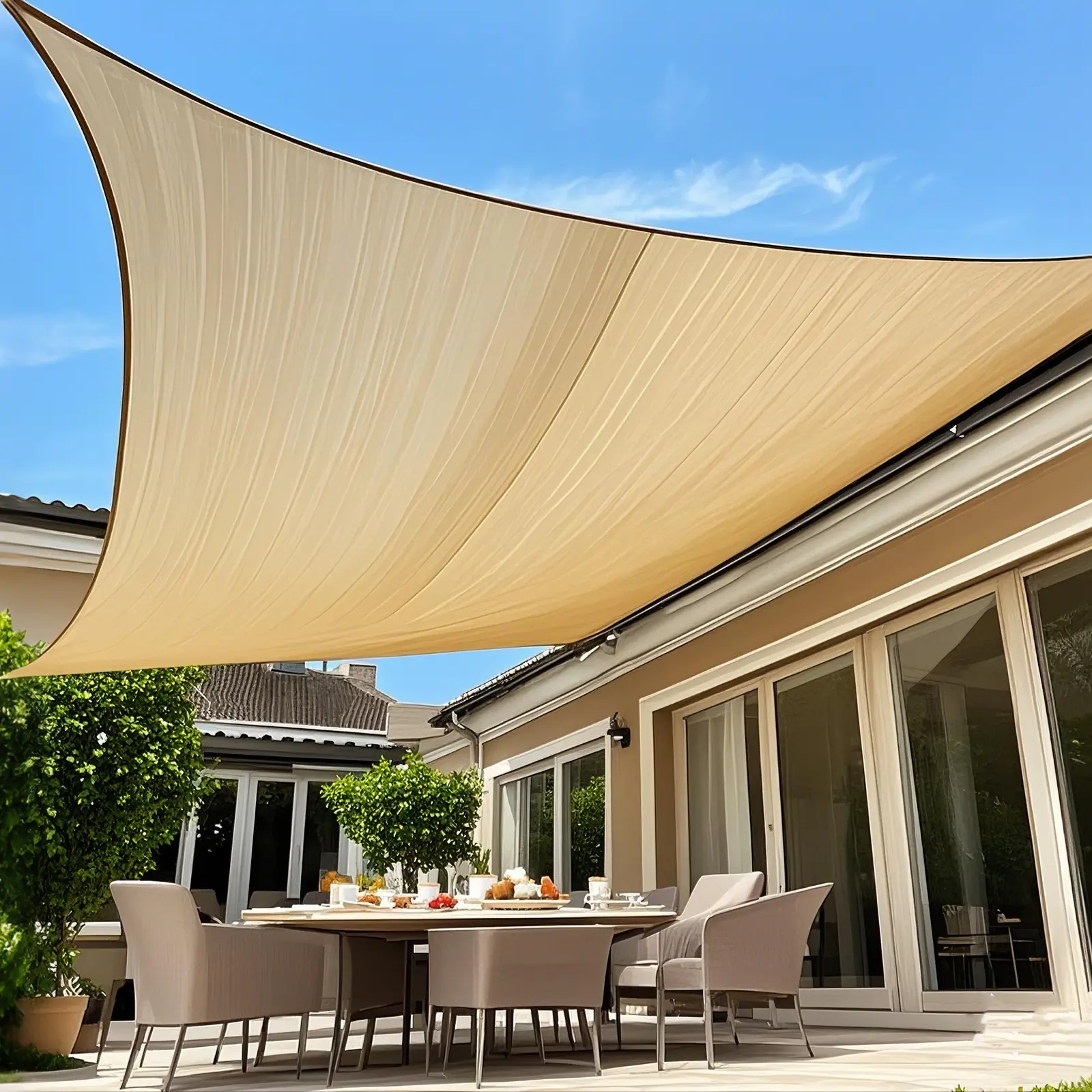 Rectangle Sun Shade Sail Canopy, Heavy Duty UV Block Outdoor Shade Cover, Breathable Shade Cloth for Patio, Pergola, Backyard, Garden, Deck & Carport
