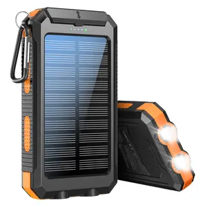 citicr Solar Charger, Power Bank, 10000mAh Portable Charger Power Bank, External Battery Pack 12W Fast Charger Built-in Super Bright Flashlight，Compass, hiking buckle, waterproof and dust proof，Outdoor activities