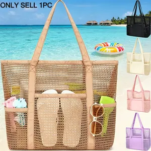 Women's Beach Bag, Summer Travel Mesh Tote, Sand-Resistant Woven Portable Shoulder Bag with Large Inner Pocket—Perfect for the Pool, Cruises, and Vacations