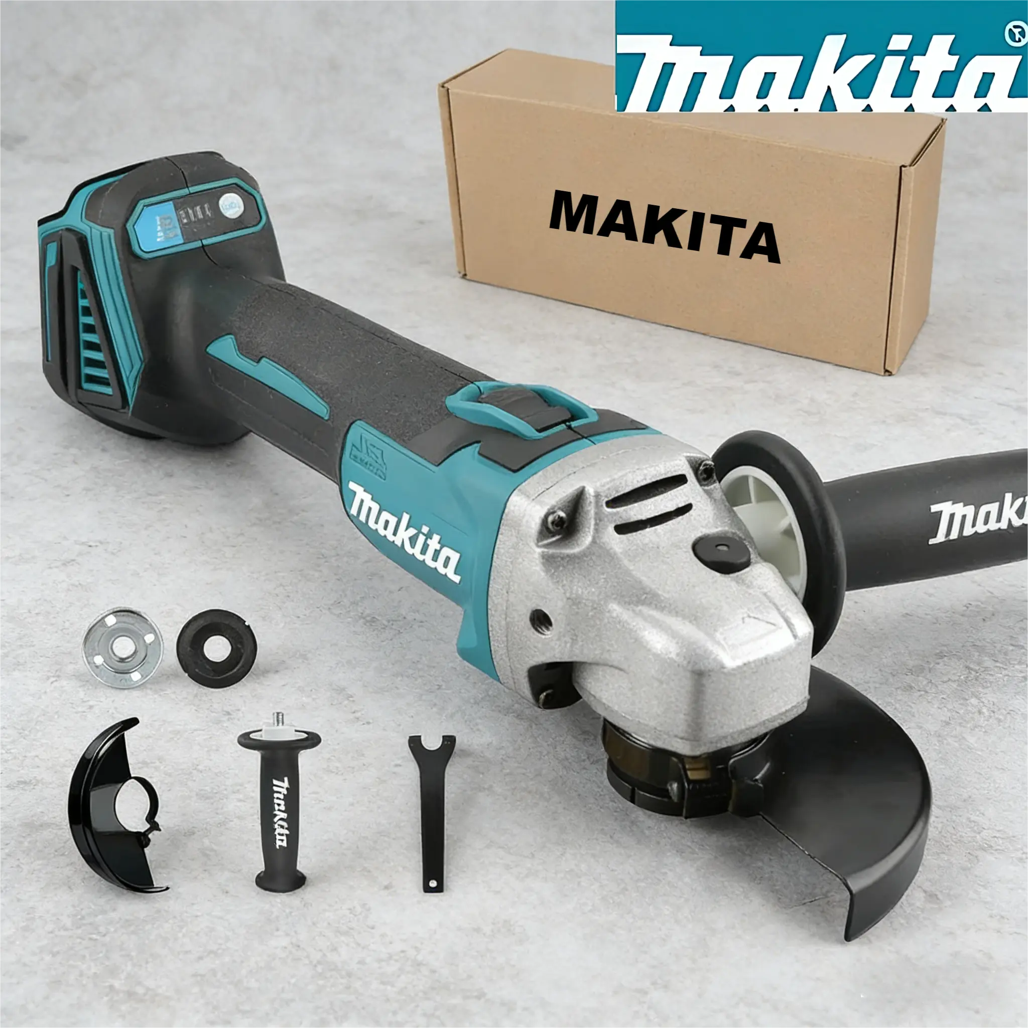 Makita DGA404 125 millimeters Angle Grinder Kit - DIY Hand Tool for DIY Enthusiasts, with Side Grip, Tool-Free Guard Adjustment, Enhanced Control for Polishing/Woodwork, Charger, Wrench