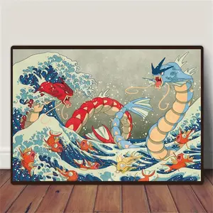 Cartoon Dragon Pattern Unframed Painting, 1 Count Colorful Vintage Wall Art Poster, Wall Decor for Home Living Room Bedroom Office, Home Decor 2025