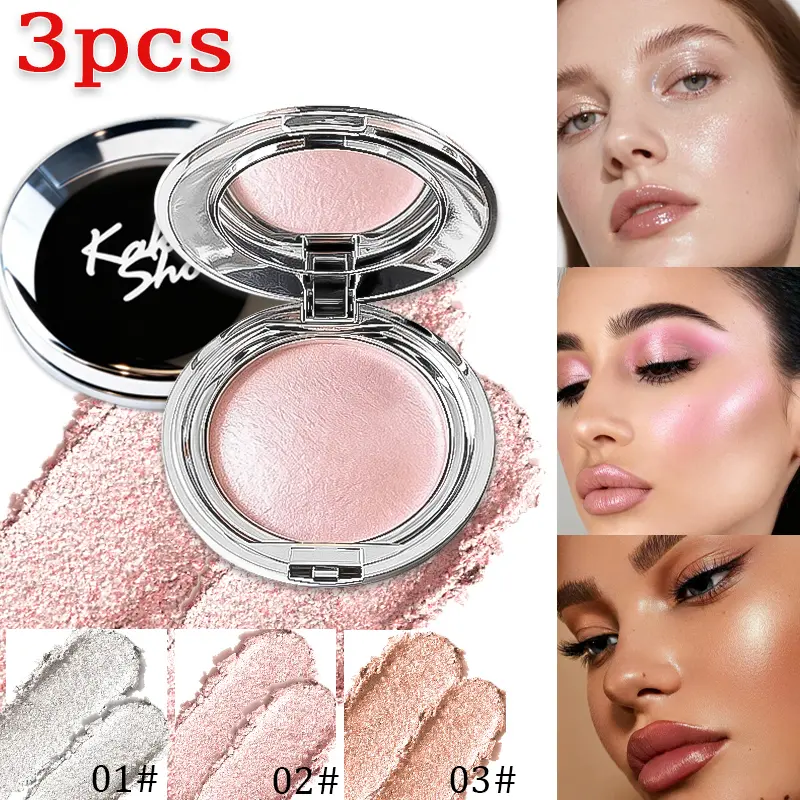 3-Piece Bronzer & Highlighter Palette with Assorted Shades, Creamy Mashed Potato Formula for Effortless Bronzing, Long-Lasting Makeup with a Diamond Pearlescent Glow, Cosmetics Bronzer, Effortless Bronzer