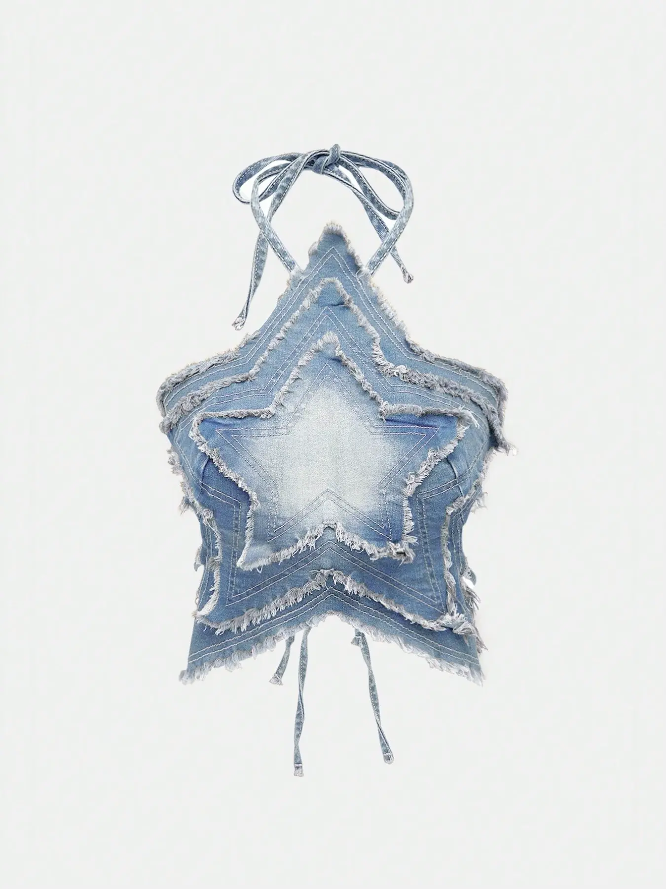 American Retro Aesthetic Gradient Denim Halter Top, Dara Halter Top, Slim-Fitting Design, Sweet Y2K Style, Womenswear