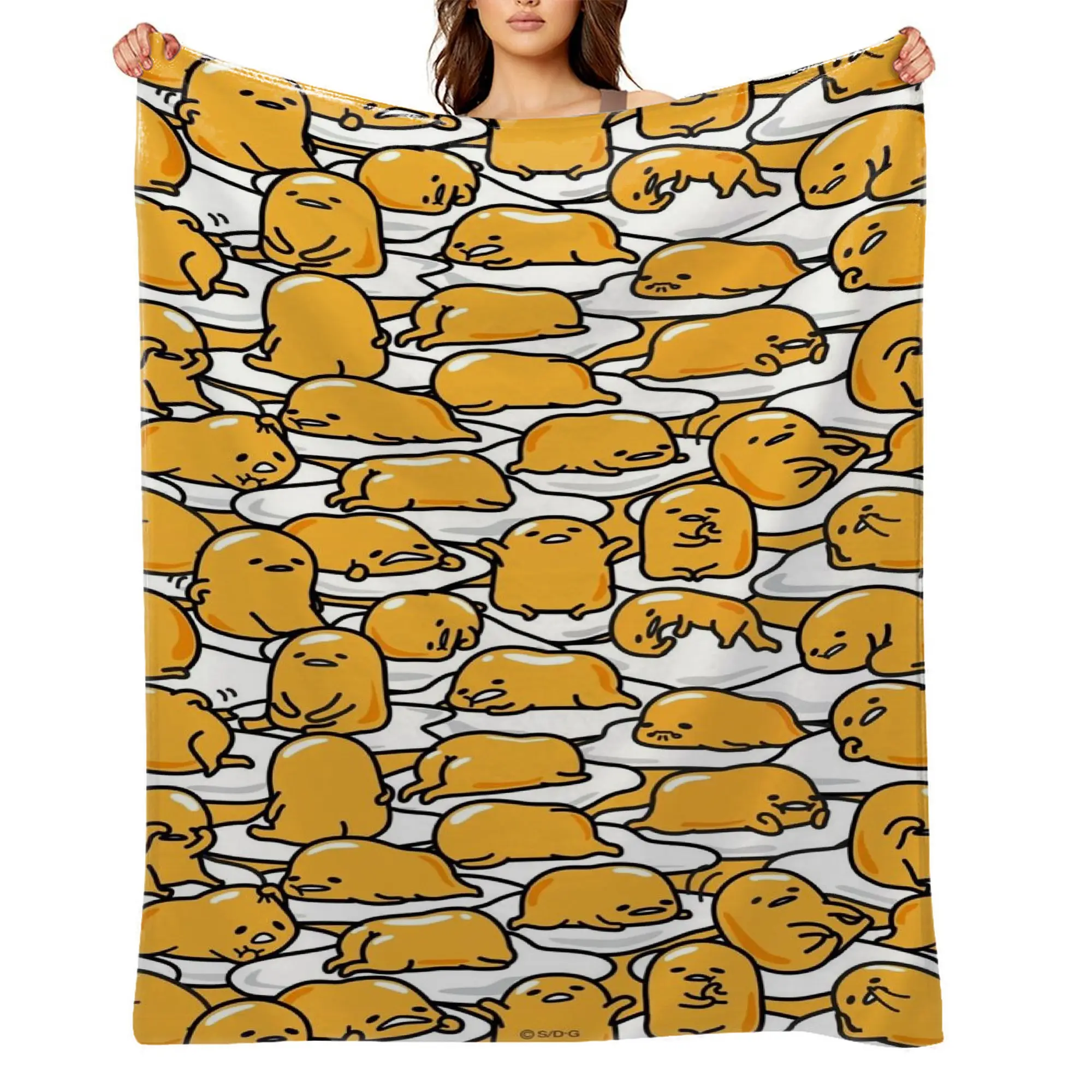 Gudetama Anime Flannel Throw Blanket for Children - Ultra Soft, Wrinkle Resistant, Anti-Shrink, Durable, Quick-Dry, Machine Washable, All-Season Cozy Throw, Perfect Gift A-40