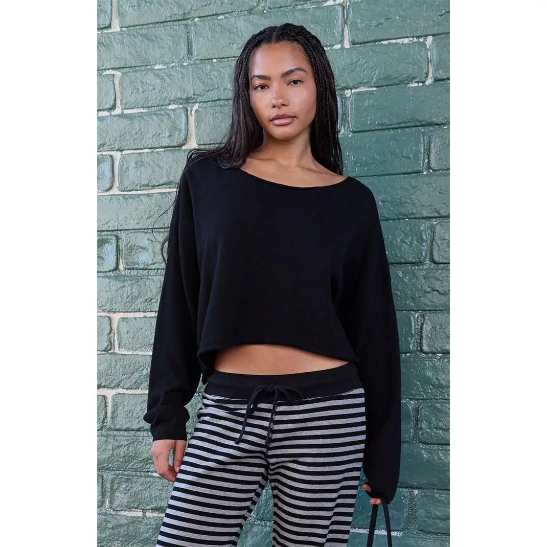John Galt Women's Black Cameron Cropped Sweater