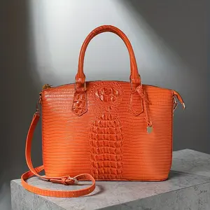 Crocodile Pattern Handbag Women's Work Handbag Crossbody Large Bag Women's Fashion High-end Handbag Crossbody Elegant Women's Bag, Detachable Shoulder Strap Safety Zipper Handbag, Christmas, Thanksgiving Gift