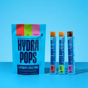Hydra Pops Electrolyte Freeze Pops Variety Pack - 6 Pops per Bag - Lime Apple Strawberry - 200mg+ Electrolytes - No Added Sugars - Vegan - 30 Calories or Less - Natural Recovery - Electrolyte from Minerals