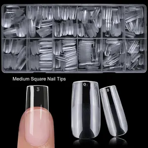 Semi Frosted Square Fake Nail Tips, 600pcs/box Full Cover False Nail Artificial Fingernail, Press on Nails for Acrylic Nail Art Design Nail Extensions, Nail Tech Supplies, Acrylic Overlays