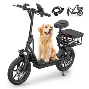 [AOVOPRO-VOLTVOGUE] ESBS Electric Scooter, Peak Power 750W, TopSpeed 22 mph, 10.5-22.5Ah, Driving Range 20-60 Miles,Rear Disc Brake + Electronic Brake, 14-inch Inflatable Tires.