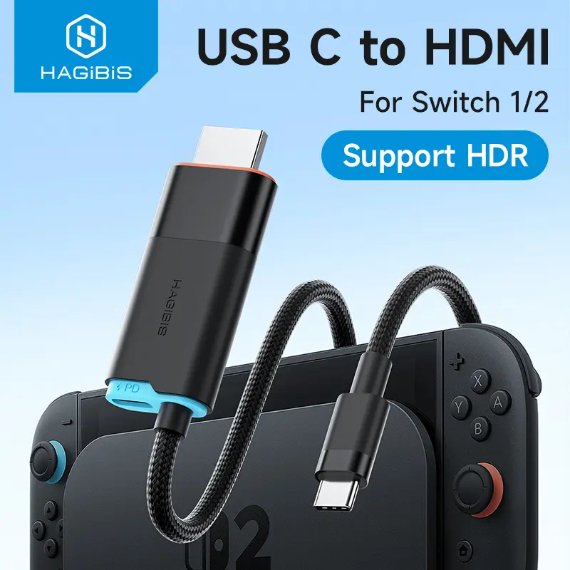 Hagibis Switch Dock for Nintendo Switch1/Switch2/OLED 4K60Hz USB C to HDMI Cable Adapter 100W PD Power Supply for Laptops ROG, Hdmi Cables