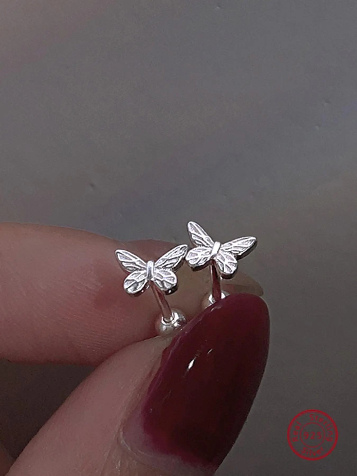925 Sterling Silver Butterfly Design Earrings, Ear Studs Jewelry, Fashion Jewelry for Women, Elegant Jewelry for Party, Daily Clothing Decor, Trendy Jewelry for Birthday Gift