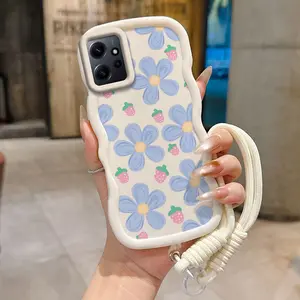 1 Piece Durable Protective Suitable For Redmi Note 11/12S/12 4G/5G/12 Pro 5G/4G/11S/11 Pro 5G/4G/11 Pro+/11E Pro/12R Flexible Strawberry Flower Phone Case Cover Suitable For Redmi Note 12 4G Featuring High-Quality And Lanyard In Outdoor