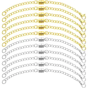 Necklace Extender Magnetic Necklace Clasp Silver and Gold Chain Extenders for Necklaces,Adjustable Sturdy Magnetic Necklace Clasps and Closures with Lobster Clasp