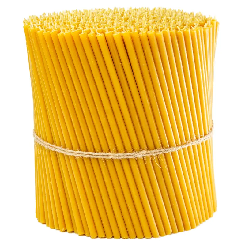 Pack of 200 Pure Beeswax  Thin Taper Candles 6.5" x 0.22" inch Orthodox Prayer Home Decor Dinner Table Ultra Slim Tapers