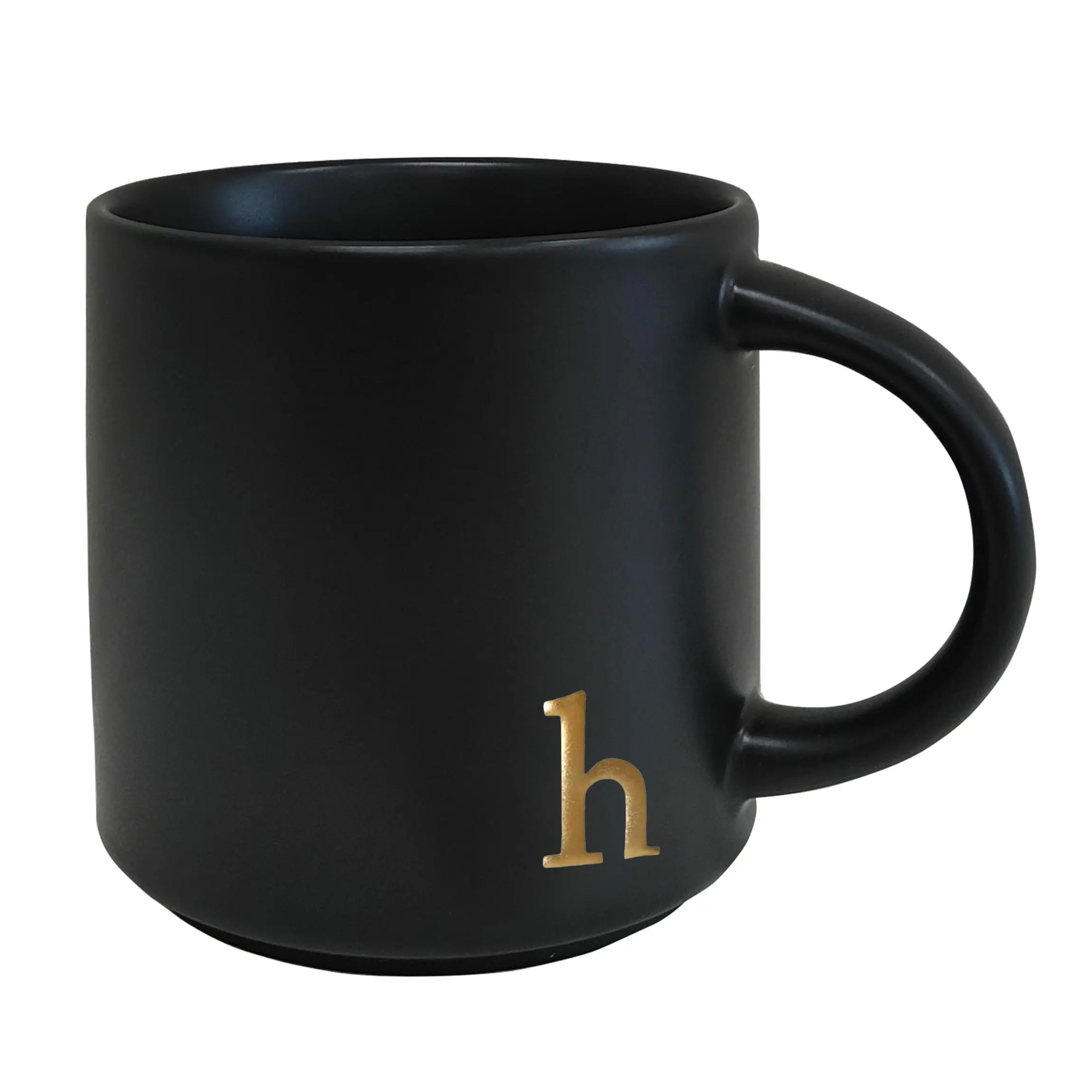 - Black Monogram Ceramic Mugs  15 Oz Golden Initial Coffee Cups Elegant Alphabet Tea Personalized Mug With Gift Box For Office And Decor (h)