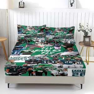 Philadelphia Eagles Football Fan Fitted Sheet,Bedroom Decoration for Teenagers and Adults Football Games,Including 1 Bed Sheet and 2 Pillowcases,Non slip Dust Cover Suitable for Bedroom and Guest Room,Suitable for Personal Use or Gift Giving